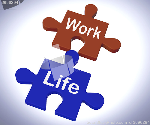 Image of Work Life Puzzle Shows Balancing Job And Relaxation