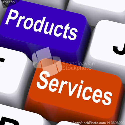 Image of Products Services Keys Show Company Goods And Assistance