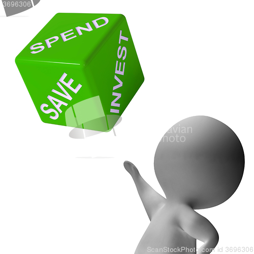 Image of Spend Invest Or Save Dice Shows Budgeting