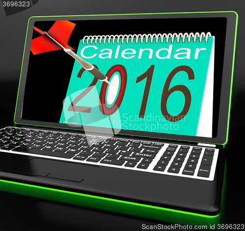 Image of Calendar 2016 On Laptop Showing Future Websites