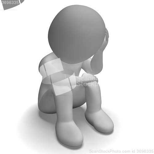 Image of Sad And Unhappy 3d Character Having Stress