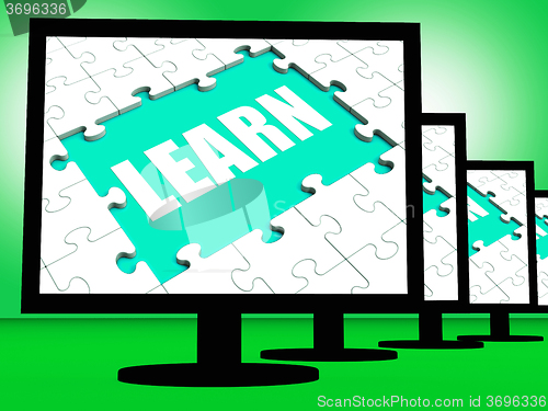 Image of Learn Screen Shows Web Education Or Online Studying