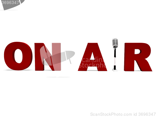 Image of On Air Microphone Shows Broadcast Studio Or Live Radio