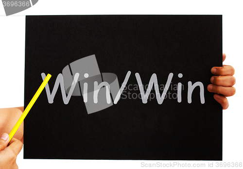 Image of Win Win Blackboard Means Outcome Benefiting Both Sides