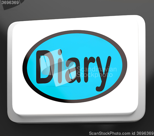 Image of Diary Button Shows Online Planner Or Schedule