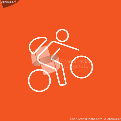 Image of Man riding bike line icon.