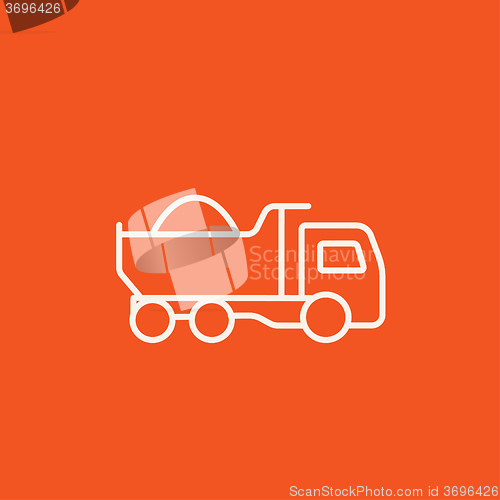 Image of Dump truck line icon.