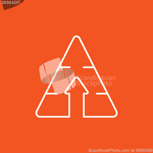 Image of Pyramid with arrow up line icon.