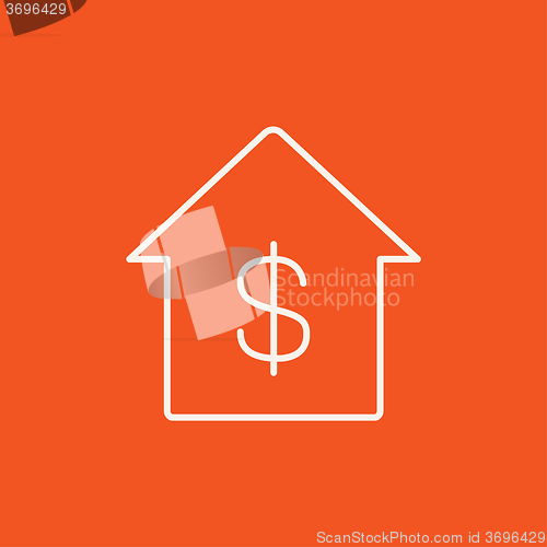 Image of House with dollar symbol line icon.