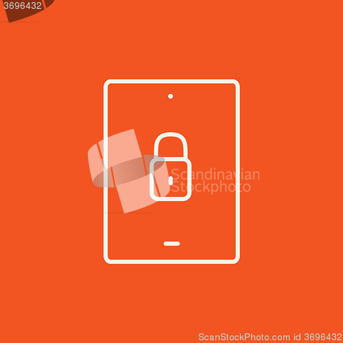 Image of Digital tablet security line icon.