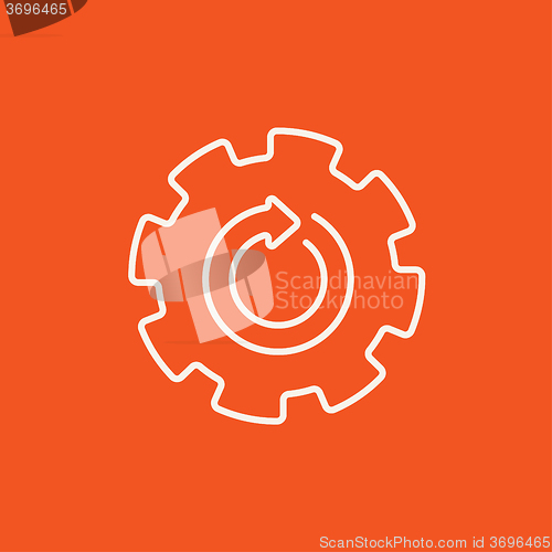 Image of Gear wheel with arrow line icon.