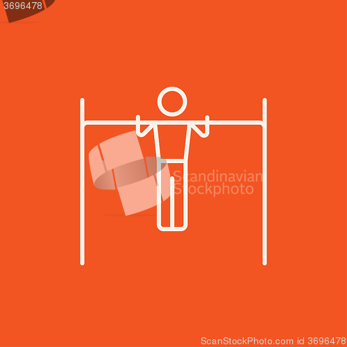 Image of Gymnast exercising on bar line icon.