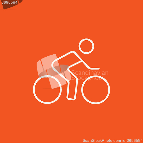 Image of Man riding  bike line icon.