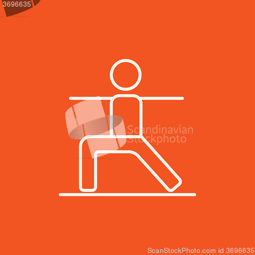 Image of Man practicing yoga line icon.