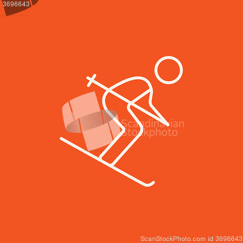 Image of Downhill skiing line icon.