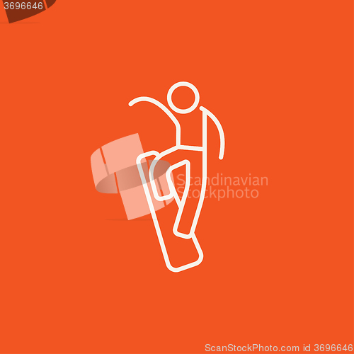 Image of Man snowboarding line icon.