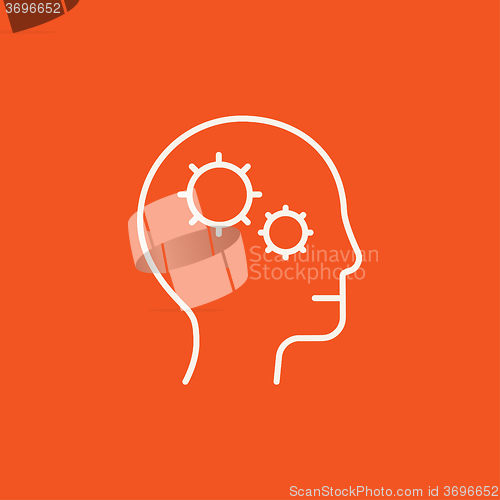 Image of Human head with gear line icon.