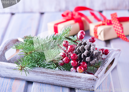 Image of presents and christmas decoration