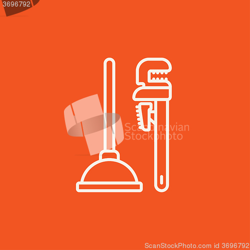 Image of Pipe wrenches and plunger line icon.