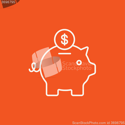 Image of Piggy bank with dollar coin line icon.