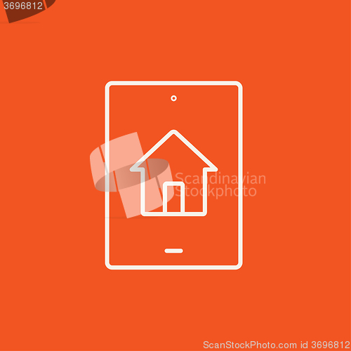 Image of Property search on mobile device line icon.