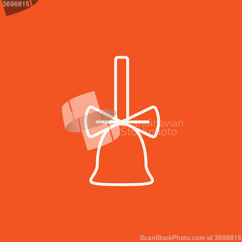 Image of School bell with ribbon line icon.