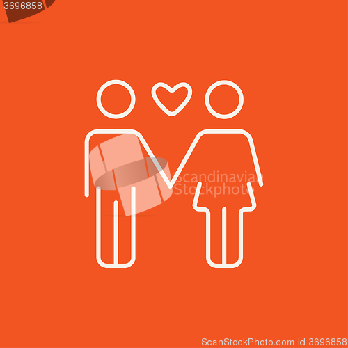 Image of Couple in love line icon.