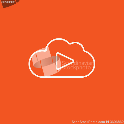 Image of Cloud with play button line icon.