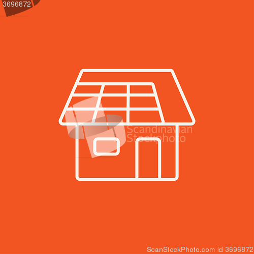 Image of House with solar panel line icon.