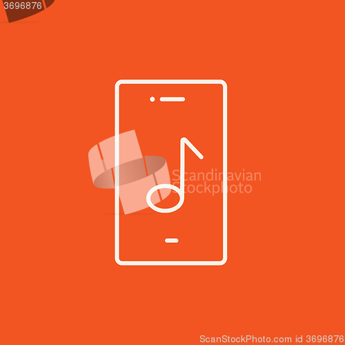 Image of Phone with musical note line icon.