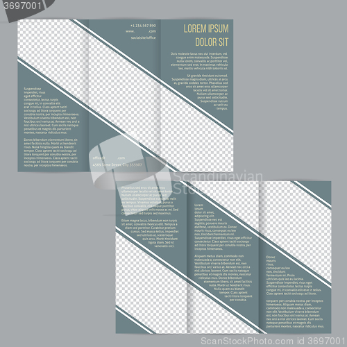 Image of Tri-fold flyer brochure template with slate blue stripes