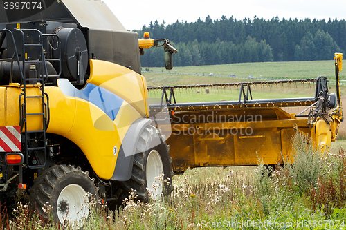 Image of combine harvesting rape