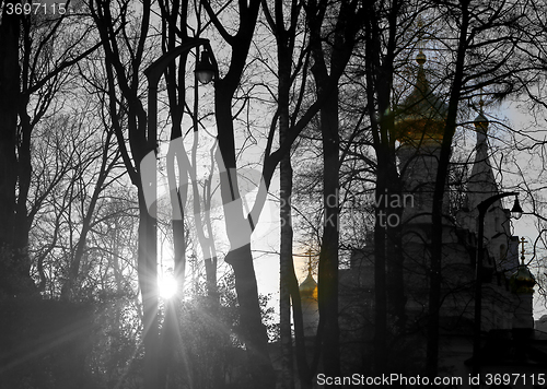 Image of Orthodox churches in sunset 