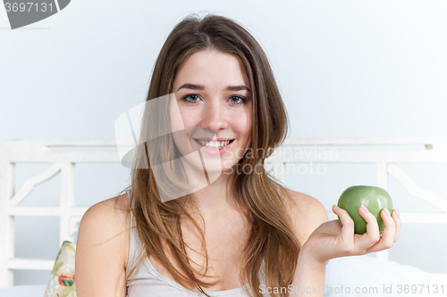 Image of The morning and breakfast of young beautiful girl