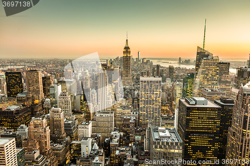 Image of New York City Manhattan downtown skyline.