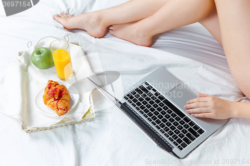 Image of The morning and breakfast of young beautiful girl