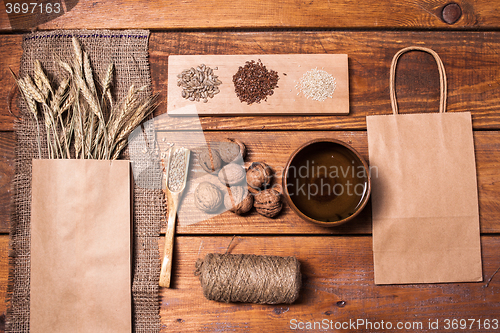 Image of collection of healthy superfood, top view