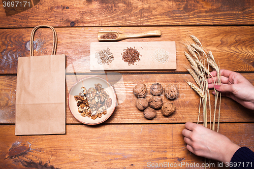 Image of collection of healthy superfood, top view