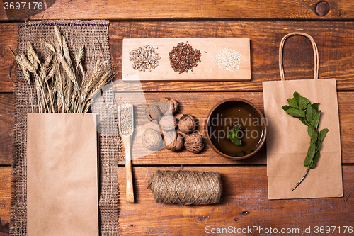 Image of collection of healthy superfood, top view