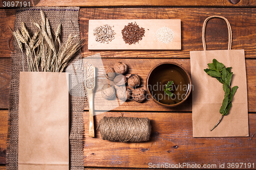 Image of collection of healthy superfood, top view