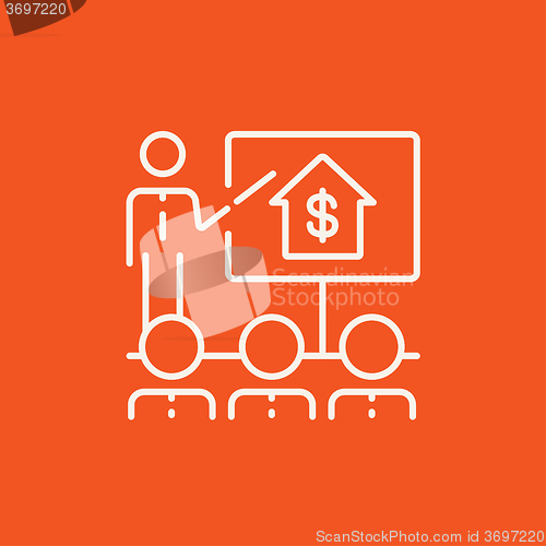 Image of Real estate training line icon.