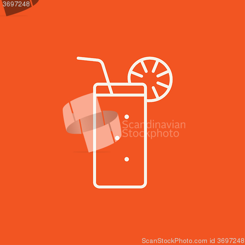 Image of Glass with drinking straw line icon.
