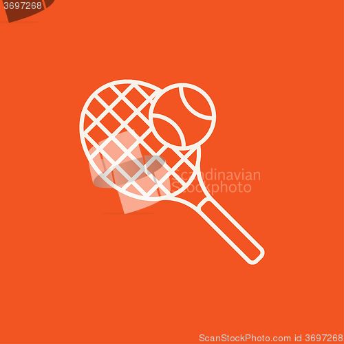 Image of Tennis racket and ball line icon.