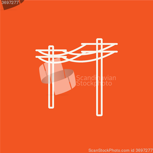 Image of High voltage power lines line icon.