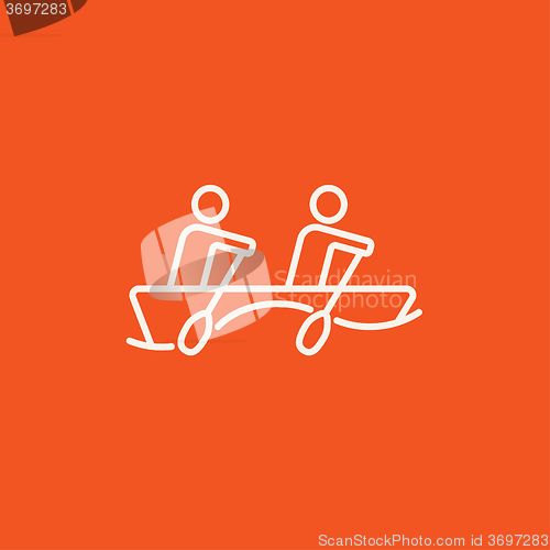 Image of Tourists sitting in boat line icon.