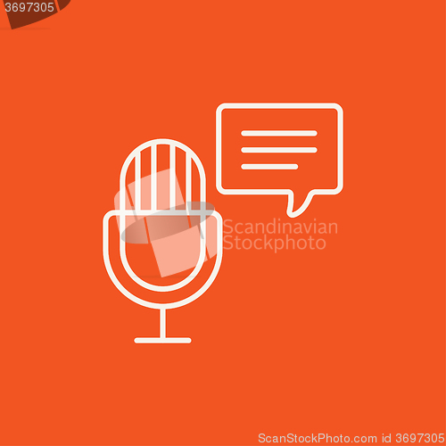 Image of Microphone with speech square line icon.