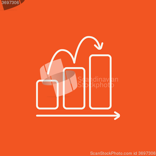 Image of Bar chart upward line icon.