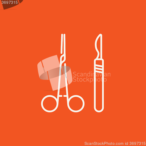 Image of Surgical instruments line icon.