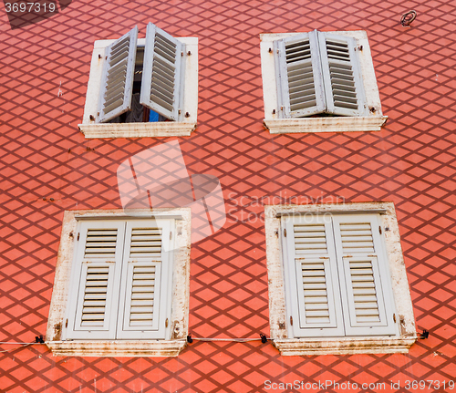 Image of Windows and walls in old town Rovinj Croatia