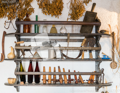 Image of antique tools and household items